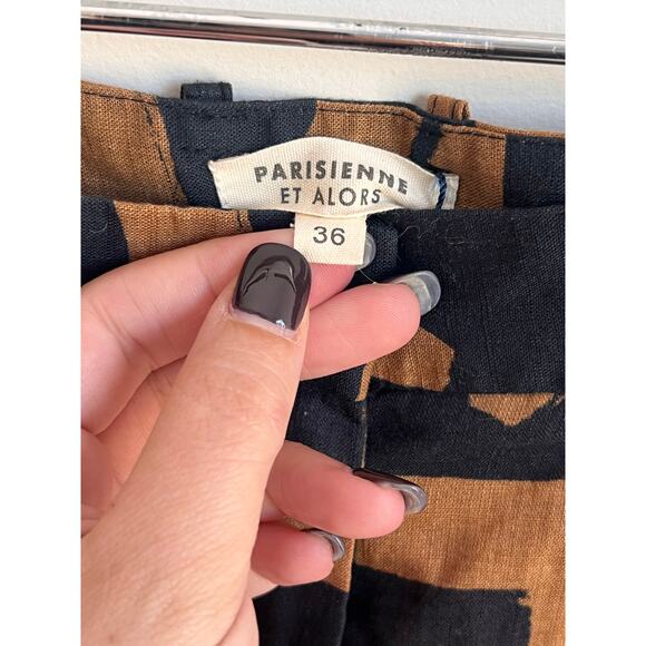 Parisienne Et Alors Bremontier Tribal High Rise Pleated Short Black/Brown 36 NWT - Picture 5 of 9